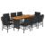 Set mobilier de grădină cu perne, 9 piese, negru, poliratan GartenMobel Dekor