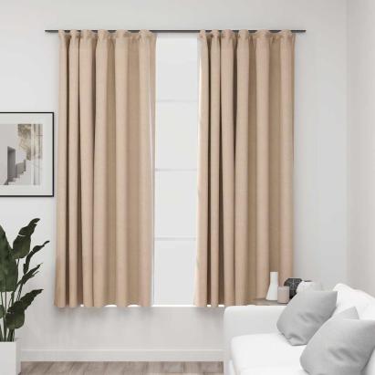 Draperii opace aspect in, cu cârlige, 2 buc., bej, 140x175 cm GartenMobel Dekor