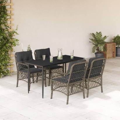 Set mobilier de grădină cu perne, 5 piese, gri, poliratan GartenMobel Dekor