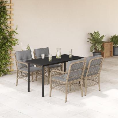 Set mobilier pentru grădină, 5 piese, cu perne, bej, poliratan GartenMobel Dekor