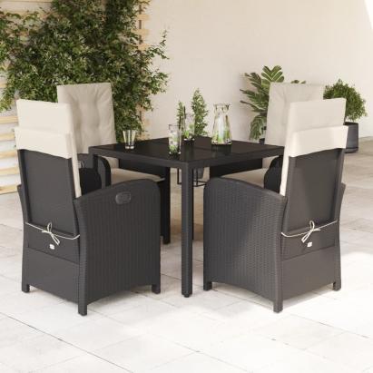 Set mobilier de grădină cu perne, 5 piese, negru, poliratan GartenMobel Dekor