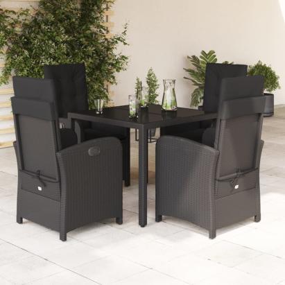 Set mobilier de grădină cu perne, 5 piese, negru, poliratan GartenMobel Dekor