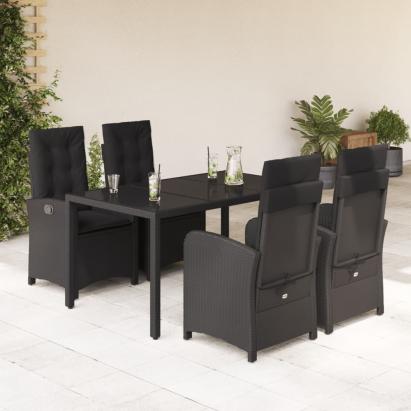Set mobilier de grădină cu perne, 5 piese, negru, poliratan GartenMobel Dekor