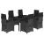 Set mobilier de grădină cu perne, 7 piese, negru, poliratan GartenMobel Dekor