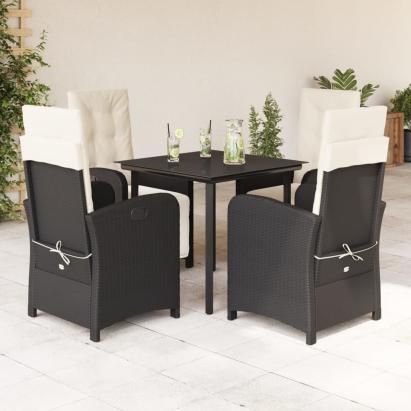 Set mobilier de grădină cu perne, 5 piese, negru, poliratan GartenMobel Dekor