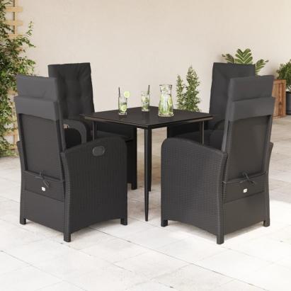 Set mobilier de grădină cu perne, 5 piese, negru, poliratan GartenMobel Dekor