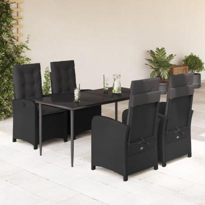 Set mobilier de grădină cu perne, 5 piese, negru, poliratan GartenMobel Dekor