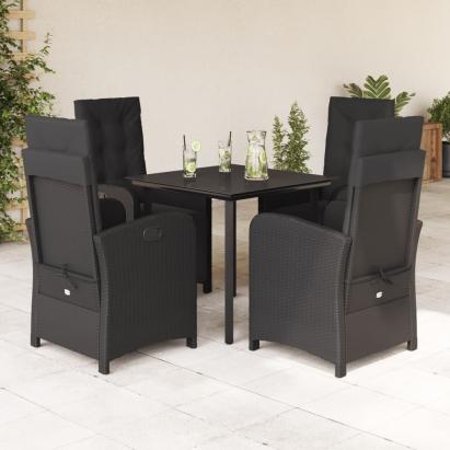 Set mobilier de grădină cu perne, 5 piese, negru, poliratan GartenMobel Dekor