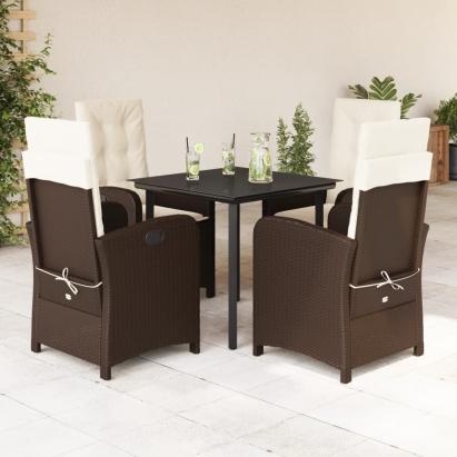 Set mobilier de grădină, 5 piese, cu perne, maro, poliratan GartenMobel Dekor