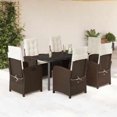 Set mobilier de grădină cu perne, 7 piese, maro, poliratan GartenMobel Dekor