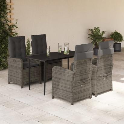 Set mobilier de grădină cu perne, 5 piese, gri, poliratan GartenMobel Dekor