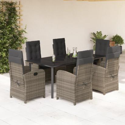 Set mobilier de grădină cu perne, 7 piese, gri, poliratan GartenMobel Dekor