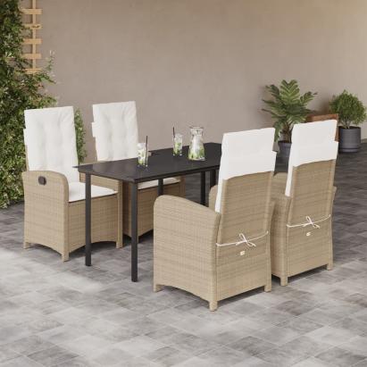 Set mobilier de grădină cu perne, 5 piese, bej, poliratan GartenMobel Dekor