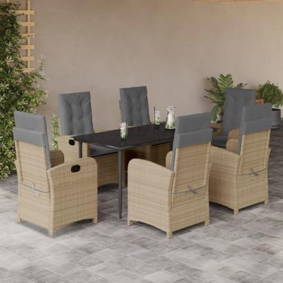 Set mobilier pentru grădină, 7 piese, cu perne, bej, poliratan GartenMobel Dekor