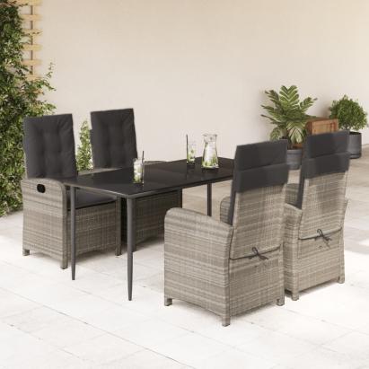 Set mobilier de grădină cu perne, 5 piese gri deschis poliratan GartenMobel Dekor