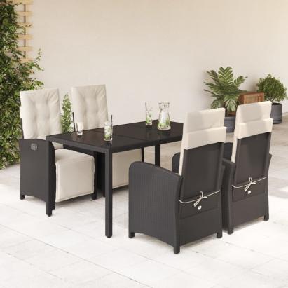 Set mobilier de grădină cu perne, 5 piese, negru, poliratan GartenMobel Dekor