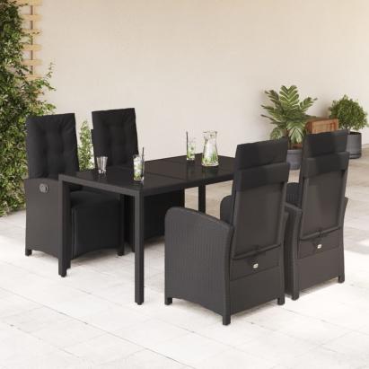 Set mobilier de grădină cu perne, 5 piese, negru, poliratan GartenMobel Dekor