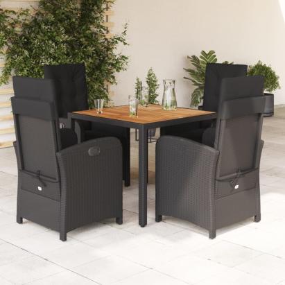 Set mobilier de grădină cu perne, 5 piese, negru, poliratan GartenMobel Dekor
