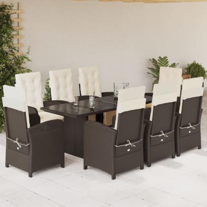 Set mobilier de grădină cu perne, 9 piese, maro, poliratan GartenMobel Dekor