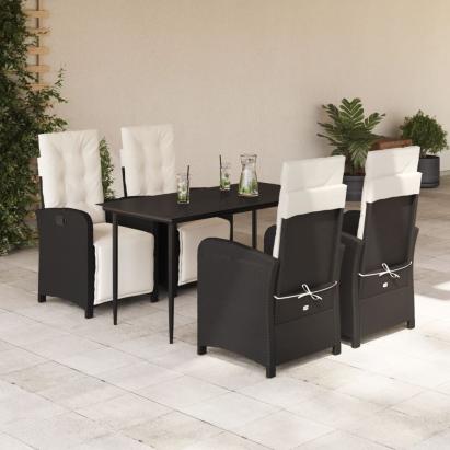 Set mobilier de grădină cu perne, 5 piese, negru, poliratan GartenMobel Dekor