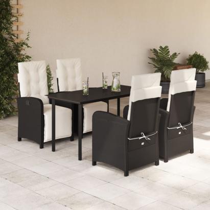 Set mobilier de grădină cu perne, 5 piese, negru, poliratan GartenMobel Dekor