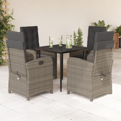 Set mobilier de grădină cu perne, 5 piese, gri, poliratan GartenMobel Dekor