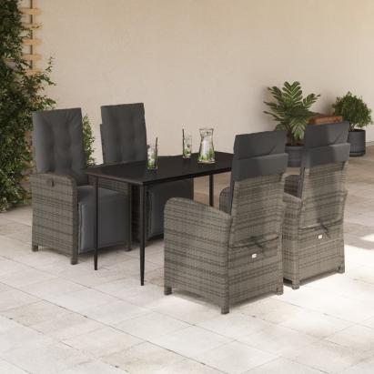 Set mobilier de grădină cu perne, 5 piese, gri, poliratan GartenMobel Dekor