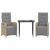 Set bistro cu perne, 3 piese, gri deschis, poliratan GartenMobel Dekor