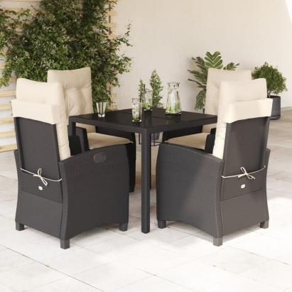 Set mobilier de grădină cu perne, 5 piese, negru, poliratan GartenMobel Dekor