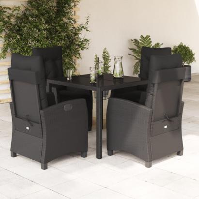 Set mobilier de grădină cu perne, 5 piese, negru, poliratan GartenMobel Dekor