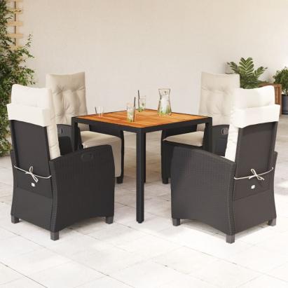 Set mobilier de grădină cu perne, 5 piese, negru, poliratan GartenMobel Dekor