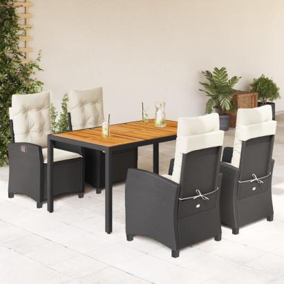 Set mobilier de grădină cu perne, 5 piese, negru, poliratan GartenMobel Dekor