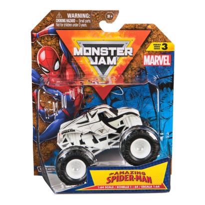 MONSTER JAM MARVEL CAMION GIGANT AMAZING SPIDER MAN ROSU SCARA 1 LA 64