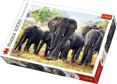 Puzzle Trefl 1000 piese cu Elefanti Africani, multicolor, 12+ ani