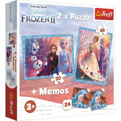 Puzzle Trefl Frozen 2 în 1 cu joc Memo, 3+ ani, 30+48 piese