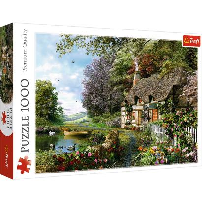 Puzzle Trefl 1000 piese Casuta de pe Lac, peisaj multicolor