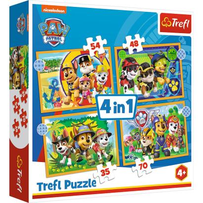 Puzzle Trefl 4 în 1 Patrula Cățelușilor de Sărbători, 4 ani+