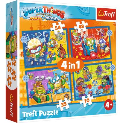 Puzzle Trefl 4 în 1 Super Things Super Acțiunea, 4 imagini, 4+ ani