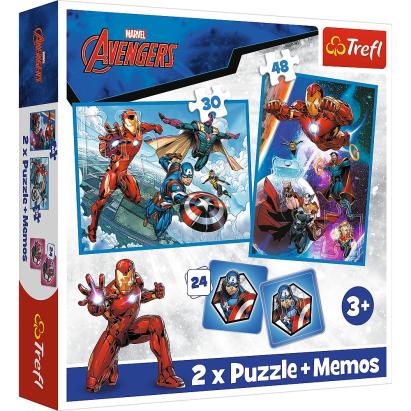 Puzzle Trefl 2in1 + Memo Avengers Eroii în acțiune, 3 ani+