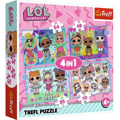 Puzzle Trefl LOL Surprise 4 în 1 Cunoaște Păpușile, 4+ ani