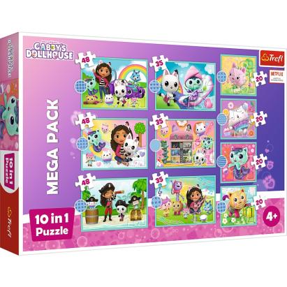 Puzzle Trefl 10 în 1 Gabby's Dollhouse pentru copii 4+