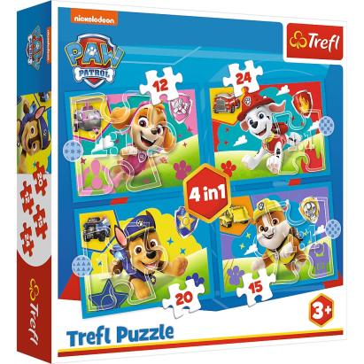 Puzzle Trefl 4 in 1 Patrula Catelusilor – Echipa, multicolor