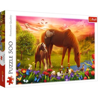 Puzzle Trefl 500 piese Căluții la apus, multicolor, 10+ ani