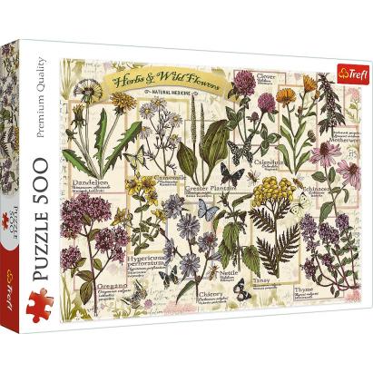 Puzzle Trefl 500 piese cu plante și flori sălbatice, multicolor