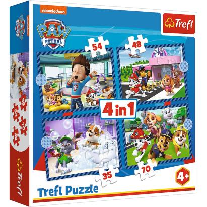 Puzzle Trefl 4 in 1 Patrula Catelusilor pentru copii 4+