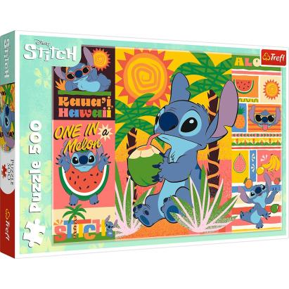 Puzzle Trefl 500 piese Disney Stitch în vacanță, multicolor, 10+ ani