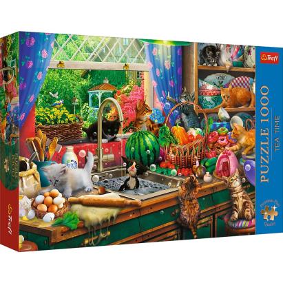 Puzzle Trefl 1000 piese Premium Plus Tea Time Pisici Năzdrăvane