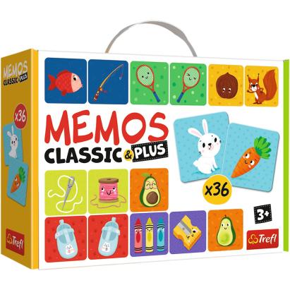 Joc de memorie pentru copii Memos Classic Plus Trefl, 36 cartonase, 3+ ani