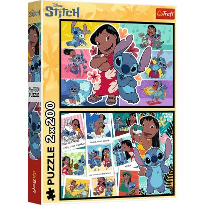 Puzzle Trefl 2x200 piese Disney Lilo si Stitch, Viata fericita