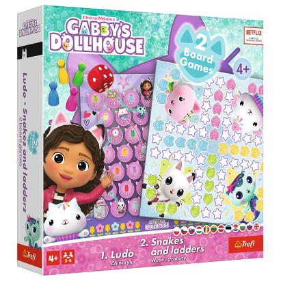 Joc 2 in 1 Gabby's Dollhouse Trefl, Ludo si Serpisori si Scari